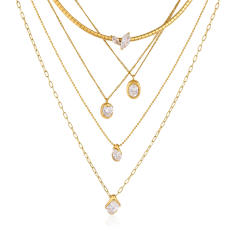 18k gold electroplated non-fading stainless steel necklace stackable jewelry diamond necklace