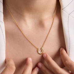 Elegant jewelry set for women stainless steel necklace rings 18k gold horseshoe series necklace ring