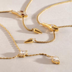 Elegant titanium steel necklace zircon and rhinestone snake necklace Y-chain necklace for women