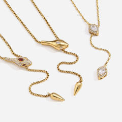 Elegant titanium steel necklace zircon and rhinestone snake necklace Y-chain necklace for women