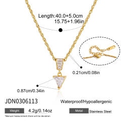 Elegant stainless steel necklace light luxury zircon heart clavicle chain necklace