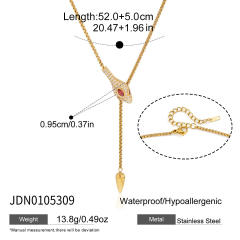 Elegant titanium steel necklace zircon and rhinestone snake necklace Y-chain necklace for women