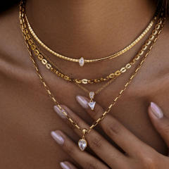 Elegant stainless steel necklace light luxury zircon heart clavicle chain necklace