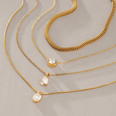 Elegant stainless steel necklace light luxury zircon pendant collarbone chain necklace