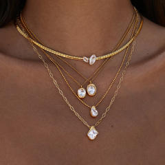 18k gold electroplated non-fading stainless steel necklace stackable jewelry diamond necklace