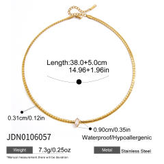 Elegant stainless steel necklace light luxury zircon heart clavicle chain necklace
