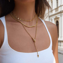 Elegant titanium steel necklace zircon and rhinestone snake necklace Y-chain necklace for women