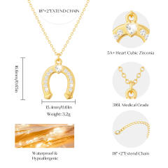 Elegant jewelry set for women stainless steel necklace rings 18k gold horseshoe series necklace ring