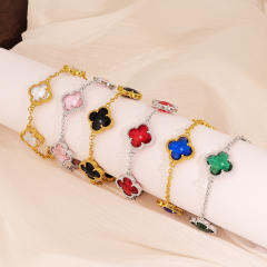 Crystal Four-Leaf Flower Bracelet for Women Stainless Steel bracelet