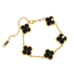 Crystal Four-Leaf Flower Bracelet for Women Stainless Steel bracelet