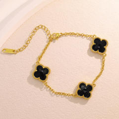 Crystal Four-Leaf Flower Bracelet for Women Stainless Steel bracelet