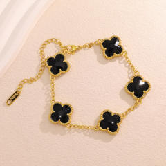 Crystal Four-Leaf Flower Bracelet for Women Stainless Steel bracelet