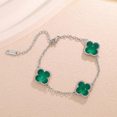 Crystal Four-Leaf Flower Bracelet for Women Stainless Steel bracelet