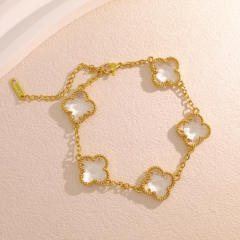 Crystal Four-Leaf Flower Bracelet for Women Stainless Steel bracelet