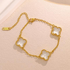 Crystal Four-Leaf Flower Bracelet for Women Stainless Steel bracelet