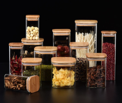 Square Food Storage Jars with bamboo lid