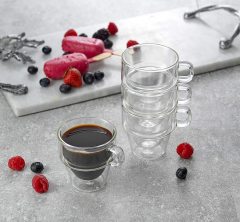 double layer glass coffee mugs