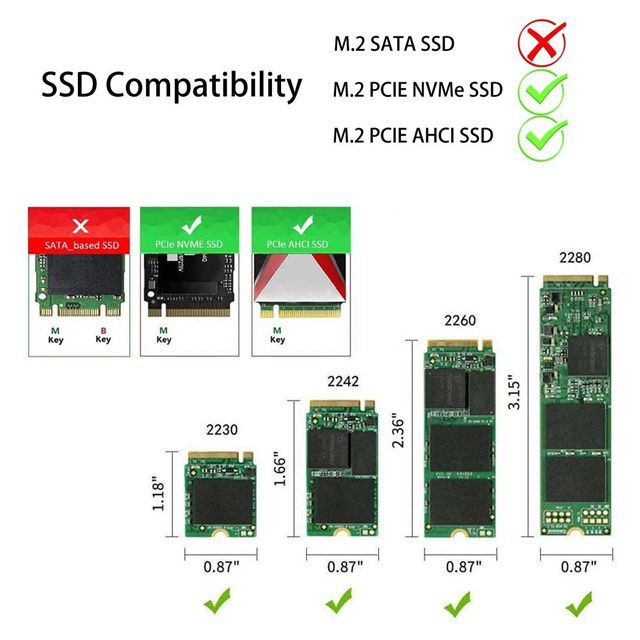 M.2 PCIe 4.0 Adapter with 3mm Thick M.2 Heatsink for M.2 PCIe SSD (NVMe and AHCI), PCI-E GEN4 Full Speed