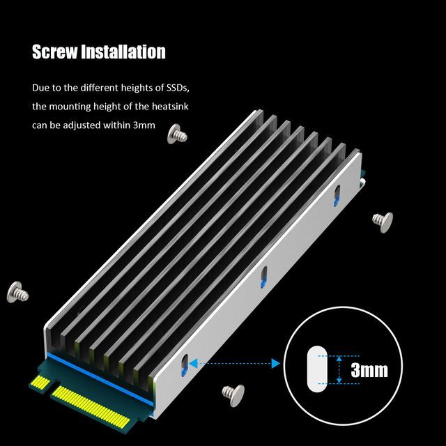 M.2 Heatsink fit for PS5/PC, Double-Sided Heat Sink, 0.24inch(6mm) Thick M.2 Cooling Fin for 2280 M.2 PCIe SSD