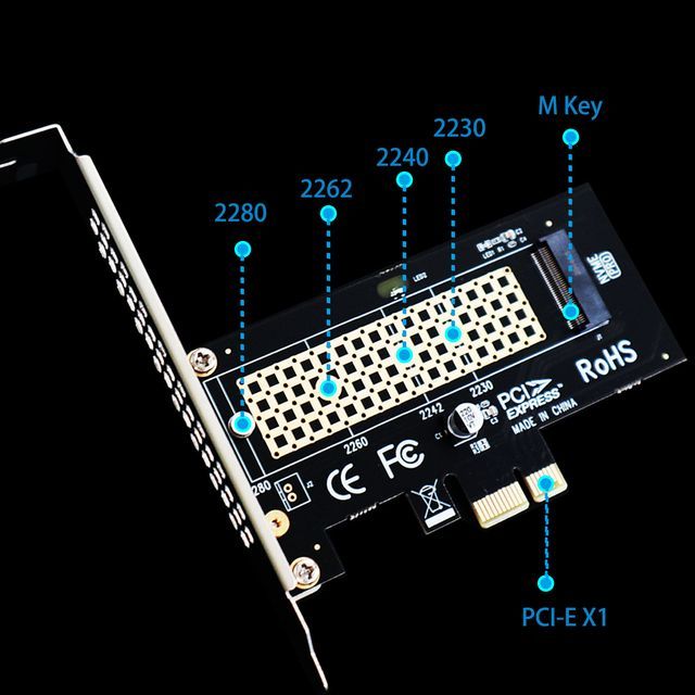 M.2 PCIe X1 Adapter and M.2 Screw for M.2 PCIe NVMe SSD, Only PCIe X1 Bandwidth, Compatible with PCIe 4.0/3.0/2.0 Lane