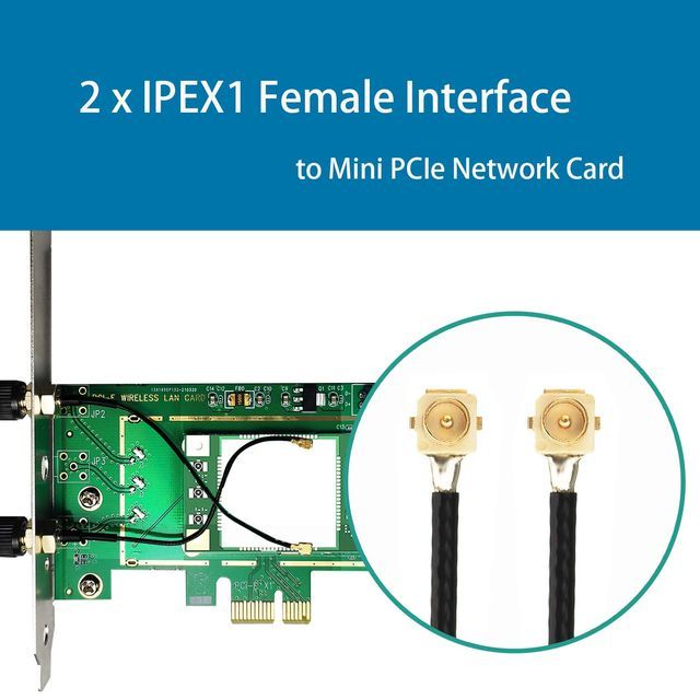 PCI-Express X1 to Mini PCIe Wireless WLAN Bluetooth Adapter with 3.5 dBi SMA Antenna