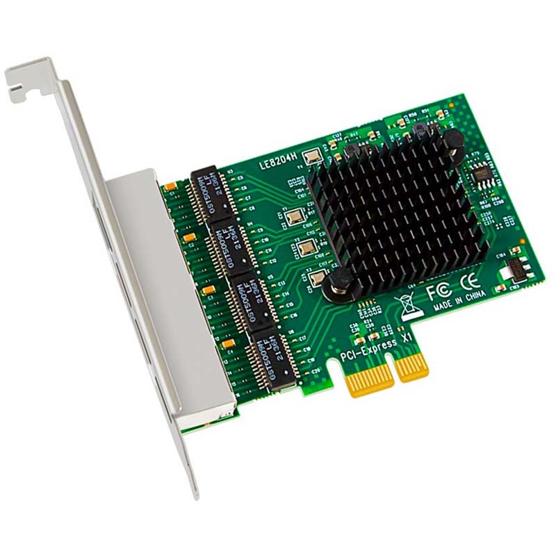 Quad Port 10/100/1000Mbps Gigabit PCI-E NIC Network Card for PC, RTL8111H Chip, PCI-Express X1, RJ45 LAN Port