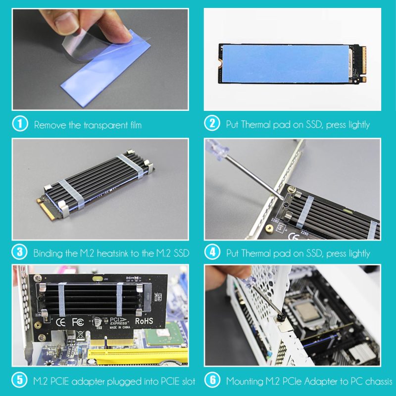 M.2 PCIe X4 Adapter with M.2 Heatsink for M.2 PCIe 4.0/3.0 SSD