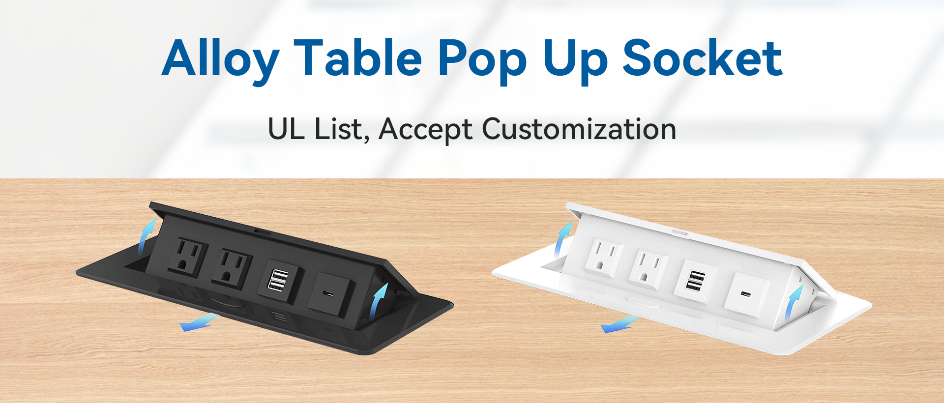 Alloy Pop Up Power Socket for table conference desks