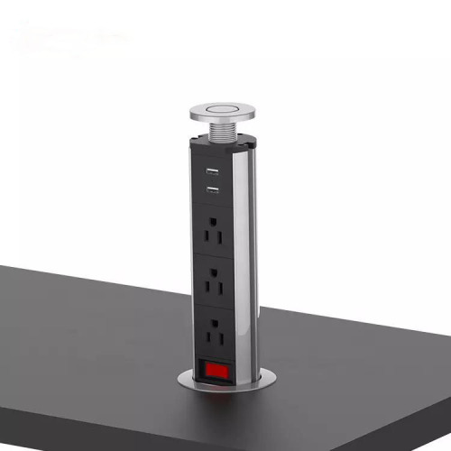 US Pop up Power Motorised Desk Socket Outlet for Kitchen with USB Charger