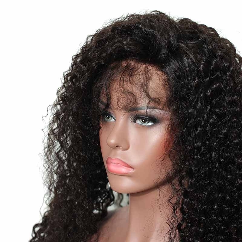 Hidden Knots Full Lace Wigs Deep Curly 180% Density Brazilian Hair Natural Hair Line Pre-Plucked Unprocessed Human Hair Natural Color Can Be Dyed