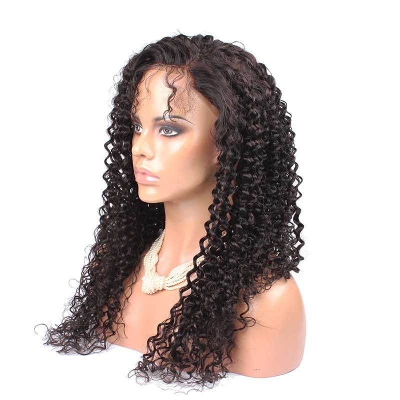 Human Hair Full Lace Wigs Glueless Full Lace Wig Brazilian Hair Natural Black Kinky Curly Hair With Natural Baby Hair Bleached Knots