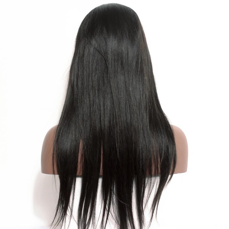 Full Lace Wigs 180% Density Brazilian Human Hair Silk Straight Pre-Plucked Natural Hair Line