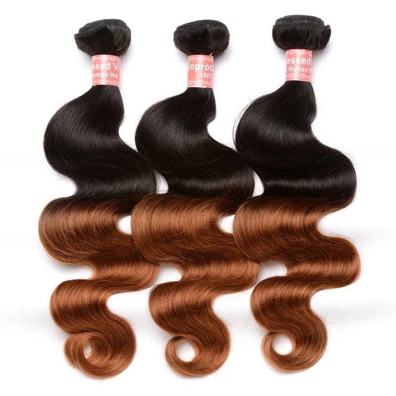 Body Wave 1B/30 Ombre Color Brazilian Human Hair Weave 4 Bundles Deals