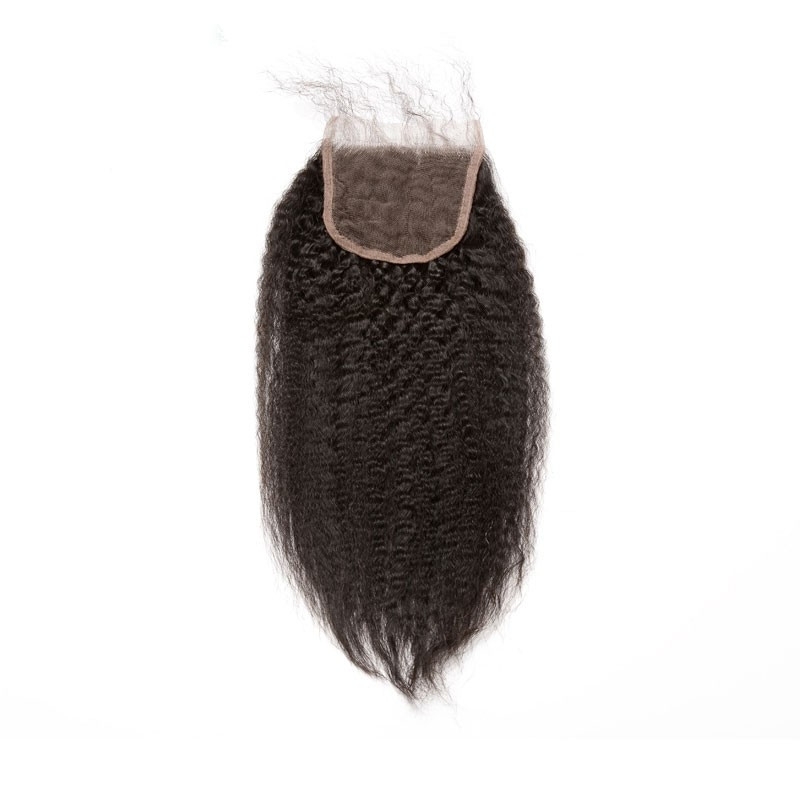 Buy Lace Closure Online Natural Color Kinky Straight Brazilian Remy Hair Free Part Lace Closure 4x4inches