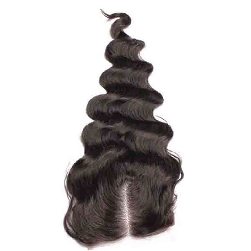 Best Closure Pieces Loose Wave Malaysian Remy Hair Middle Part Lace Closure 4x4inches Natural Color