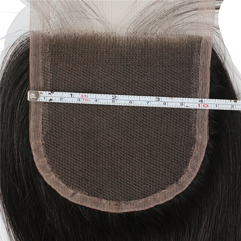 Malaysian Remy Hair 4x4inch Straight Closure with Baby Hair and Bleached Knots 18inch Straight Natural Black
