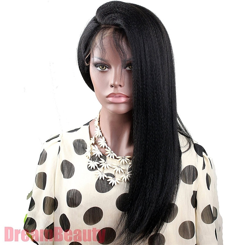 360 Lace Wig Yaki Straight Extra High Density Brazilian Remy Human Hair Full Lace Wigs with Baby Hair and Natural Hairline for Black Women Natu