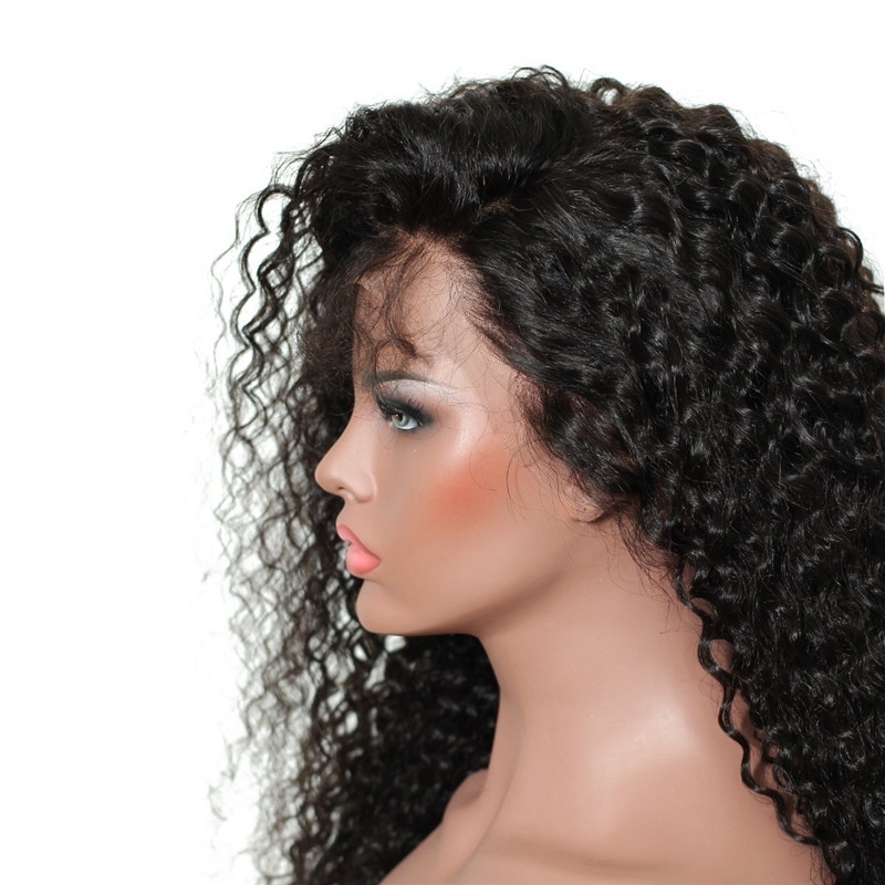 300% High Density Lace Front Wigs Deep Curly Brazilian Lace Front Human Hair Wig for Black Women Natural Color