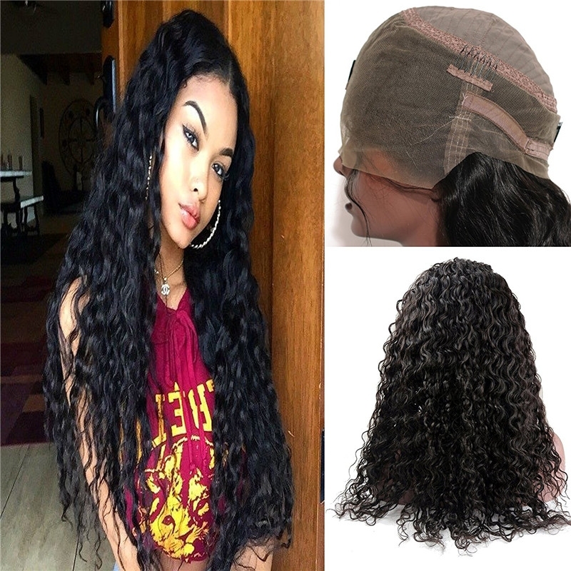 360 Lace Front Wig Brazilian Human Hair 360 Full Lace Frontal Wigs Water Wave Free Part with Baby Hair Natural Color for Black Women