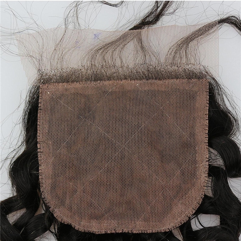 Cheap Malaysian Hair Silk Base Closure 4x4 Human Hair Free Part Curly Silk Top Closure Bleached Konts 10inch
