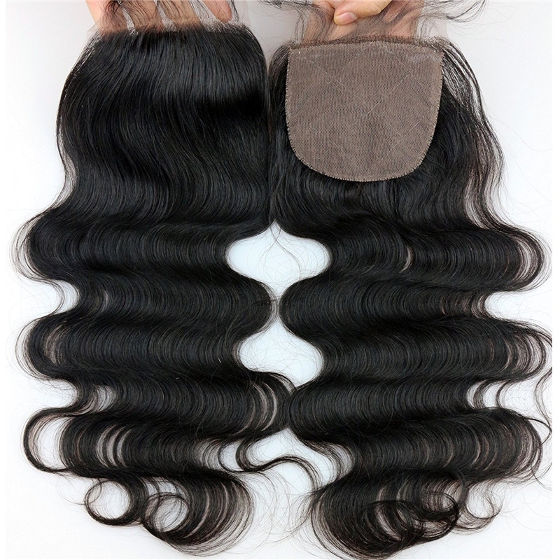 Unprocessed 8A Human Remy Hair Silk Base Closure Brazilian Body Wave closure 4x4 human hair closure 14inch