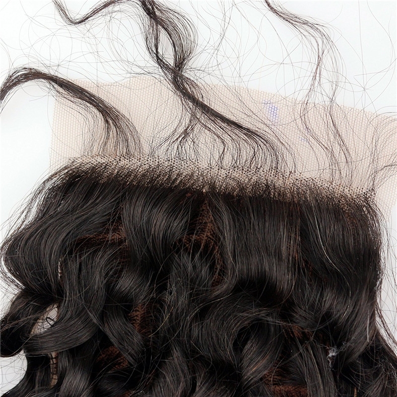 Cheap Malaysian Hair Silk Base Closure 4x4 Human Hair Free Part Curly Silk Top Closure Bleached Konts 10inch