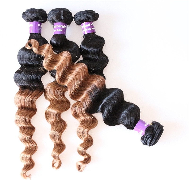 1BT30 Ombre Hair Bundles Weave Malaysian Hair Bundle Deep Wave Weaving Hair Bundles Natural Black