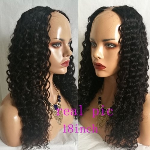 U Part Wigs Unprocessed Peruvian Human Hair For Black Women Deep Wave U Part Wig Natural Color