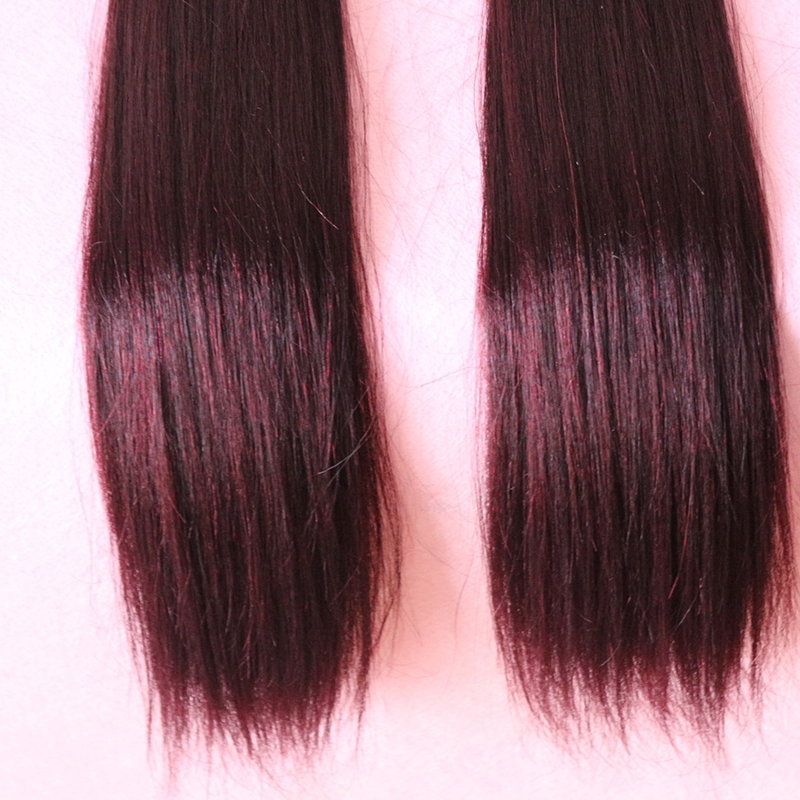 European Hair Tape In Extensions Wine Red #99J Silky Straight Hair Extensions