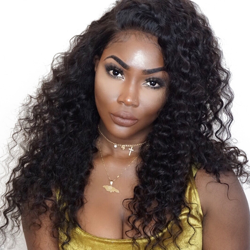 Lace Front Wig For Sale 250% Density Pre Plucked Deep Wave Hair Wigs Malaysian Natural Color Human Hair For Black Women Natural Hair Line With Baby Ha