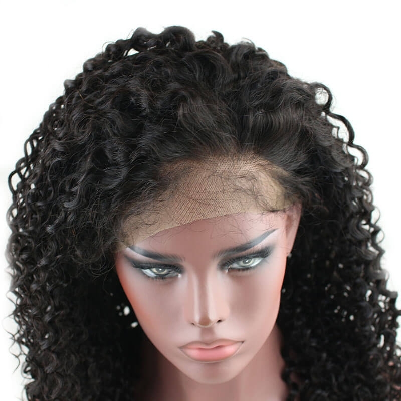 300% High Density Lace Front Human Hair Wig Deep Wave Unprocessed Brazilian Human Hair Lace Front Wig for Black Women Natural Color (20 inch)