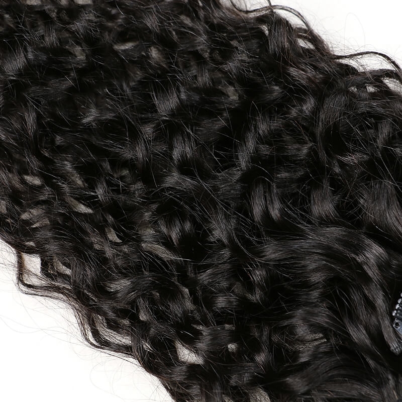 Curly Brazilian Natural Color Clips in Hair Extension Can Be Dyed Human Hair