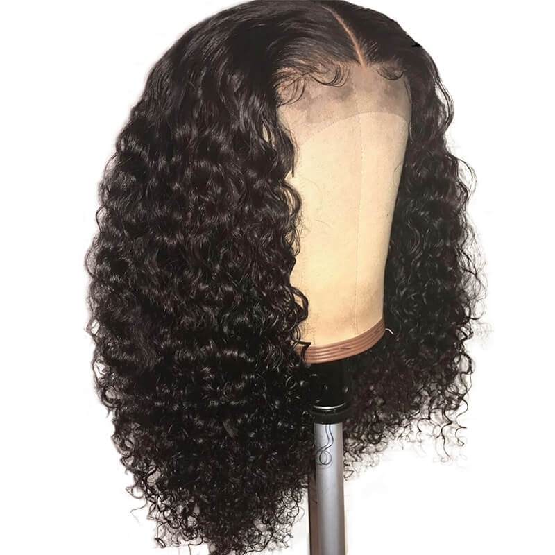 Middle Part Brazilian Natural Color Curly Hair Full Lace Wig Pre Plucked Hair Line With Baby Hair