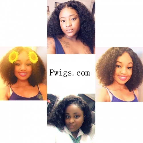 Middle Part Brazilian Natural Color Curly Hair Full Lace Wig Pre Plucked Hair Line With Baby Hair